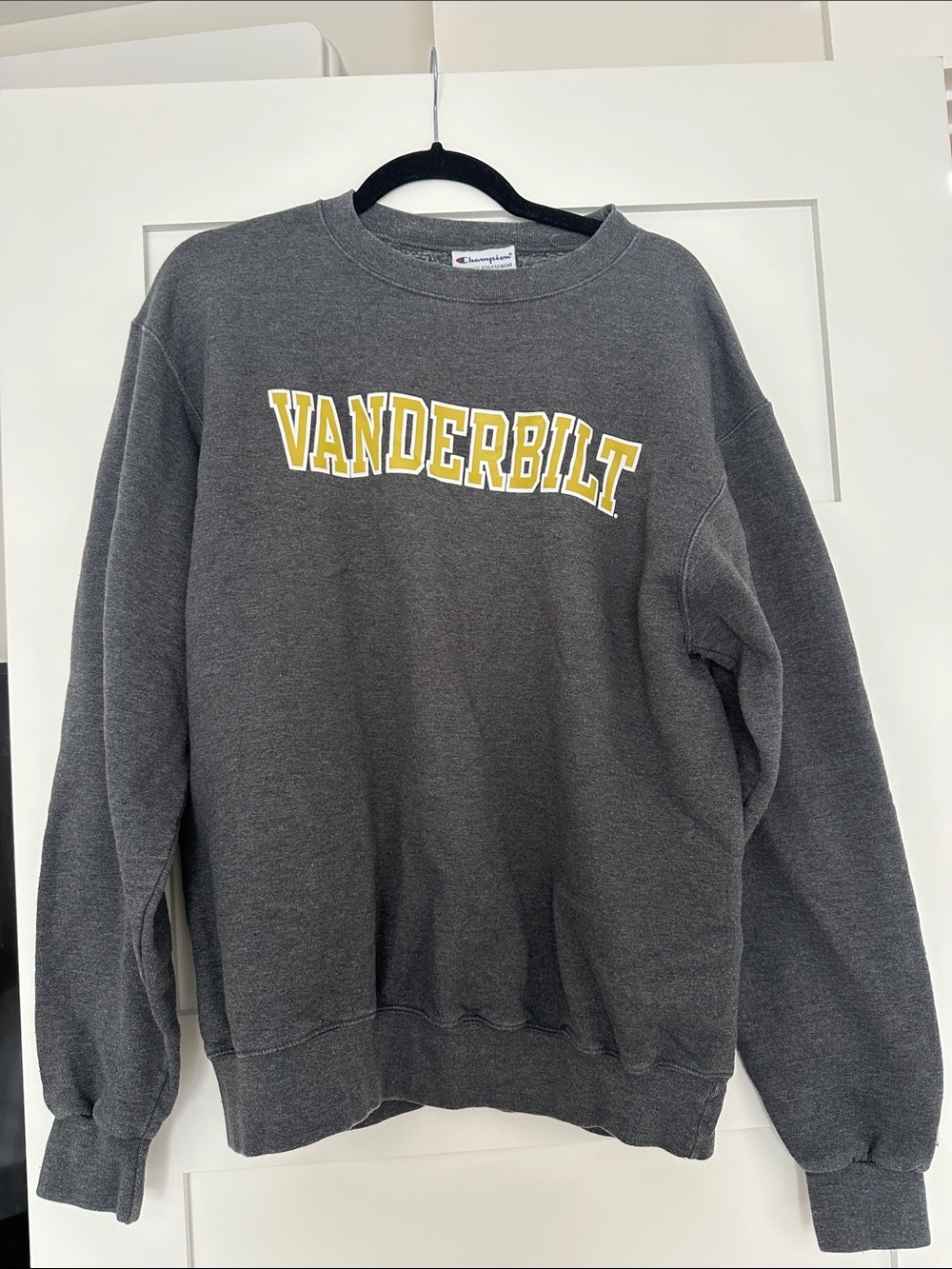 Champion Gray Crewneck Sweatshirt with Yellow Vanderbilt Logo
